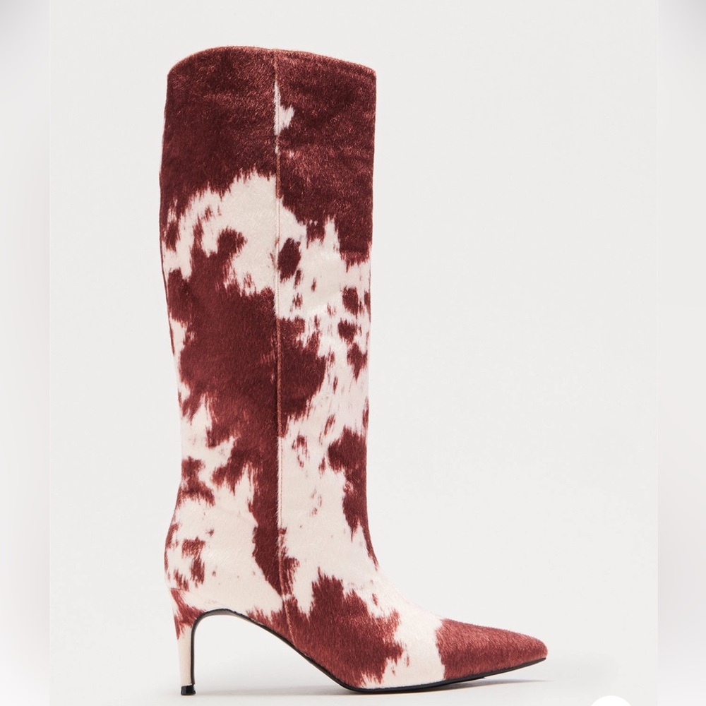 Fashion Nova Brown and Ivory Heeled Boots